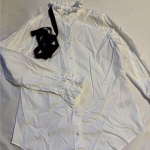 Ralph Lauren White Ruffled Collar Shirt